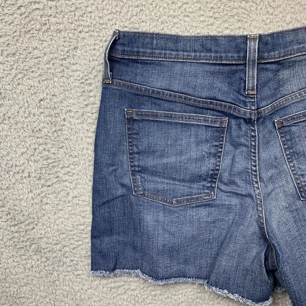 J.Crew Shorts Womens 32 Blue Denim Mid Rise Cutoff Raw Hem Stretch Casual